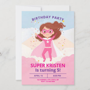 Fille's Super Hero Invitations d'anniversaire - Ed