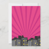 Fille's Superhero Invitation Party Pink Comic (Dos)