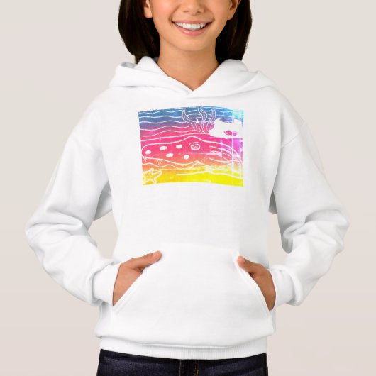 Filles Sweat - shirt à capuche de repoussage Rainb (Devant)
