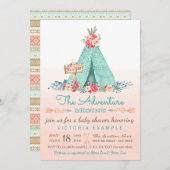 Filles TeePee Baby Shower Invitations (Devant / Derrière)