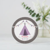 Filles Tipi fête d'anniversaire Invitation rond ro (Debout devant)