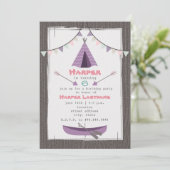 Filles Tipi Invitation fête d'anniversaire rose +  (Debout devant)