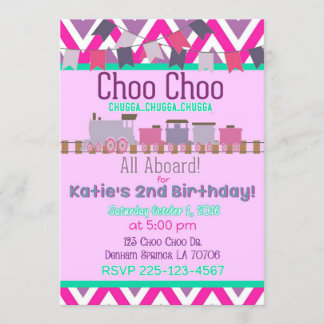 Filles Train Invitation Anniversaire