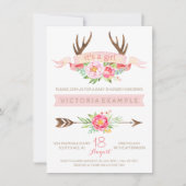 Filles Tribal Antler Floral Baby Shower Invitation (Devant)
