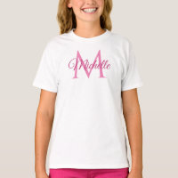 Filles Tshirts Monogramme Nom Blanc Et Rose Tendan