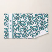 Filles turquoise blanc volleyballs motif personnal (Serviette à main)