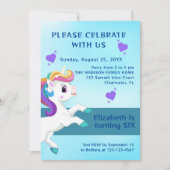 Filles Turquoise Unicorne Invitation de jour (Devant)
