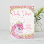 Filles Unicorn Baby Shower Invitations (Debout devant)