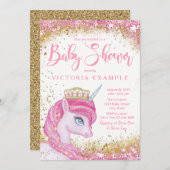 Filles Unicorn Baby Shower Invitations (Devant / Derrière)