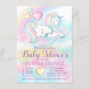Filles Unicorn Baby Shower Invitations