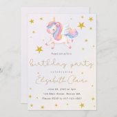 Filles Unicorn Invitation Anniversaire (Devant / Derrière)