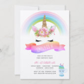 Filles Unicorn Invitations d'anniversaire - Rose v (Devant)