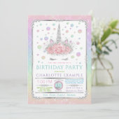 Filles Unicorn Invitations de fête d'anniversaire (Debout devant)