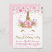 Filles Unicorn Visage Anniversaire Invitations (Devant / Derrière)