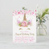 Filles Unicorn Visage Anniversaire Invitations (Debout devant)