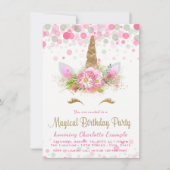 Filles Unicorn Visage Anniversaire Invitations (Devant)