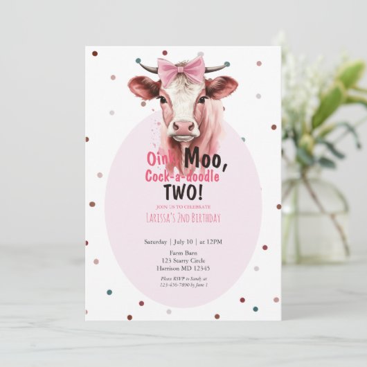 Filles Vache d'animal de ferme Invitation de deuxi (Debout devant)