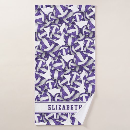 Filles volleyballs motif personnalisé violet (Serviette de bain)