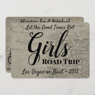 Filles Voyage sur la route Invitation Vintage