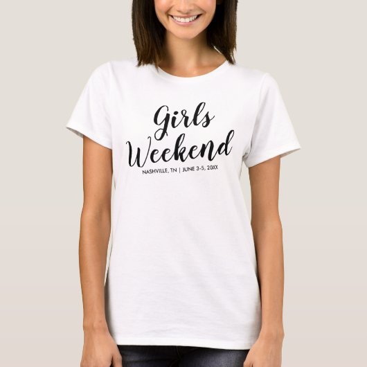 Filles Week-end Away T-shirt Personnalisé Lieu Dat (Devant)