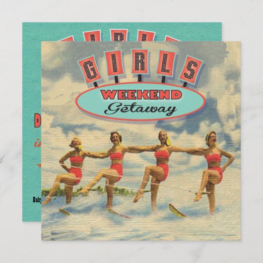 Filles Week-end Getaway Baby Shower Invitations (Devant / Derrière)