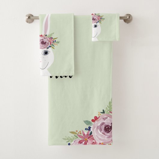 Filles Whimsical Floral Aquarelle Rabbit et nom (En situation)