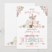 Filles Woodland Baby Shower Invitations (Devant / Derrière)