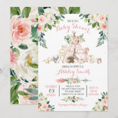 Filles Woodland Baby Shower Invitations (Devant / Derrière)