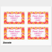 Filles zigzag nom classe objet étiquette autocolla (Feuille)