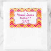 Filles zigzag nom classe objet étiquette autocolla (Sac)