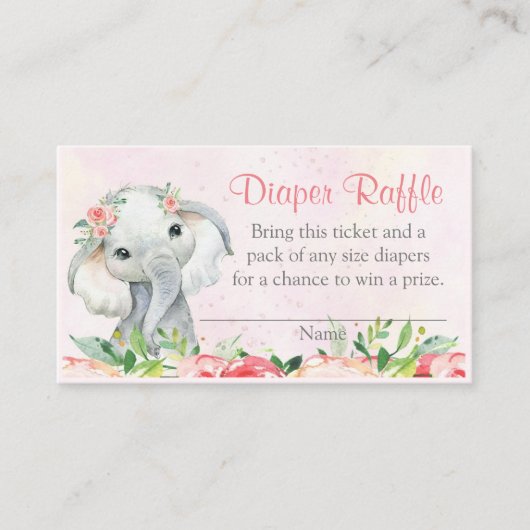 Fillette Floral Elephant Tickets Raffle (Devant)
