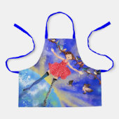 Fillette heureuse avec tablier pour enfants oiseau (Recto)