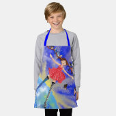 Fillette heureuse avec tablier pour enfants oiseau (Porté)