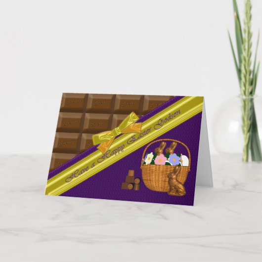 Filleul heureux de Pâques, carte de chocolat (Devant)