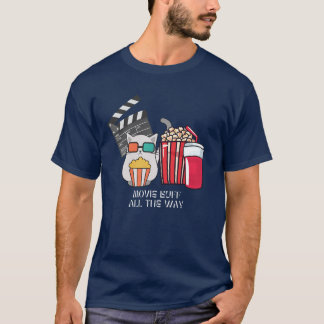 Film Buff Cat met popcorn en Drinken T-shirt