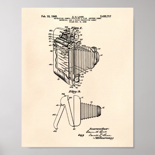 Film Camera 1948 Patent Art - Old Peper Poster (Voorkant)