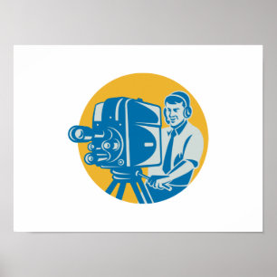 Film Creed TV Cameraman met filmcamera Retro Poster
