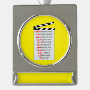 Film Crew Movies heeft een nieuw idee nodig? Verzilverd Banner Ornament