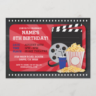 Film de nuit Cinéma Anniversaire Fête Invitation