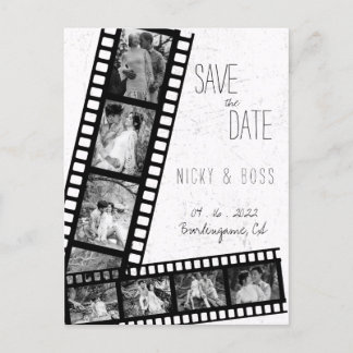 Film Landelijke Moderne Foto Save the Date Postkaa Briefkaart