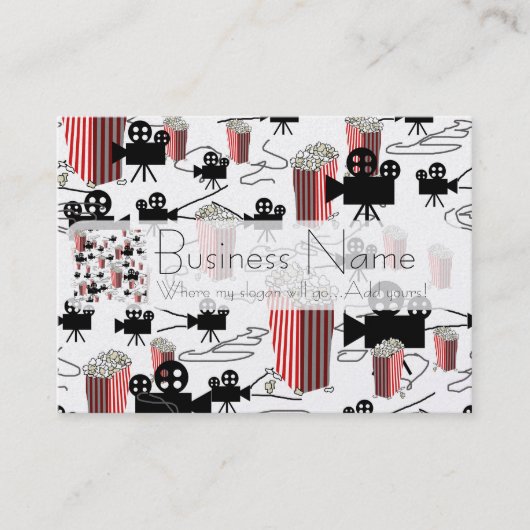 Film met popcorn visitekaartje (Voorkant)
