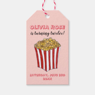 Film Nacht Sleepover Popcorn Verjaardagsfeest Cadeaulabel