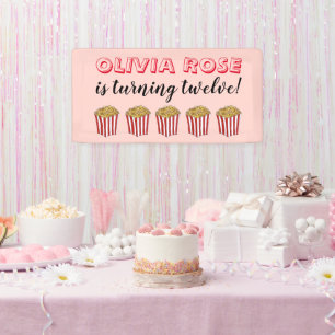 Film Nacht Sleepover Popcorn Verjaardagsfeest Spandoek