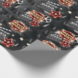 Film Night Birthday Elegant Cadeaupapier