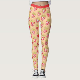 Film Night Fun Popcorn Pattern Leggings