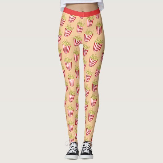 Film Night Fun Popcorn Pattern Leggings (Voorkant)