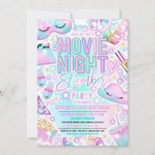 Film Night Slumber Party Pastel Rainbow Verjaardag Kaart