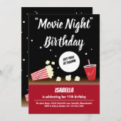 Film Night Verjaardag Popcorn Drink Zwart Rood Kaart (Voorkant / Achterkant)