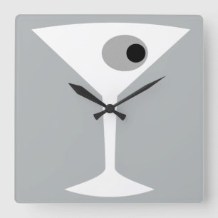 Film Noir Martini Glass Wall Clock Vierkante Klok