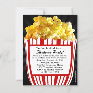 Film Popcorn Sleepover Aangepaste Party Uitnodigin Kaart